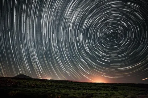 Startrails over the volcanoes of Lanzarote