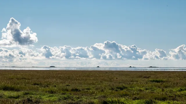 The Hallig Nordstrandischmoor photographed from the Hamburg Hallig