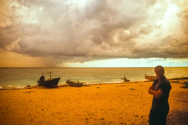 Sunset on Samalona across the Makassar Strait