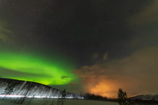 Northern lights in the Lyngenfjord Alps at the seventieth latitude