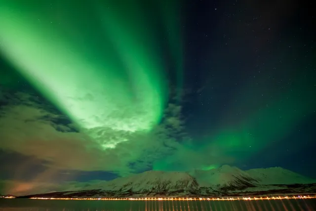 Aurora over the Lyngenfjord Alps