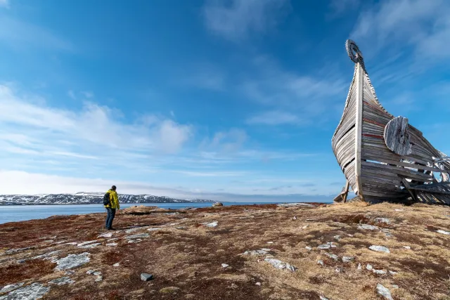 The impressive Drakkar-Leviathan sculpture in Ultima Thule, Vardø