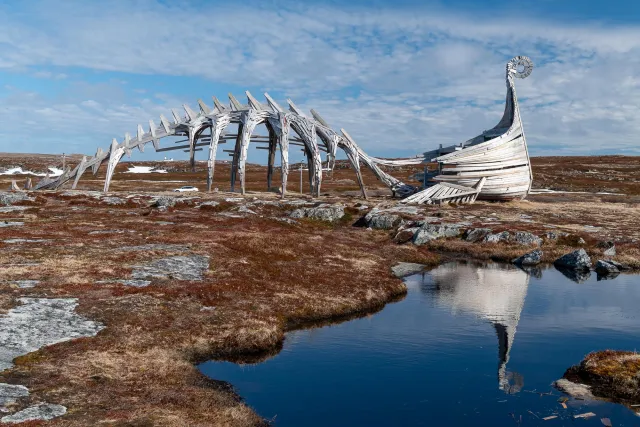 The impressive Drakkar-Leviathan sculpture in Ultima Thule, Vardø