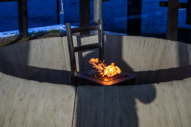 The symbolic pyre, memorial The Burning Chair