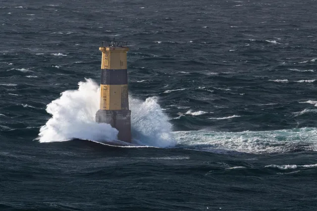 The Tourelle de la Plate lighthouse in front of the Pointe du Raz