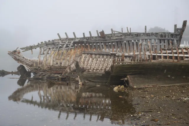 Ship graveyard of Rostellec near Crozon in Brittany